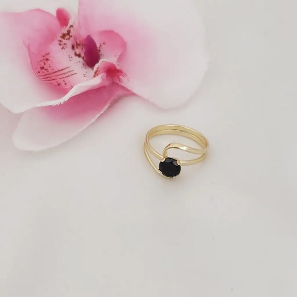 Anillo De Dama De Cristal Negro