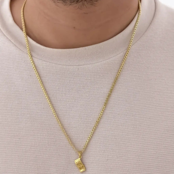 Cadena De Caballero De Tejido Chino De 60cm-3mm De Grosor Con Dije De Dólar