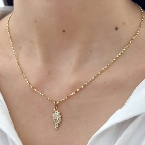 Cadena De Dama De Tejido Aros De 50cm-1mm De Grosor Con Dije De Ala Cristal