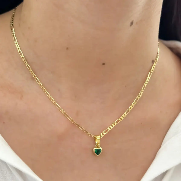 Cadena De Dama De Tejido Cartier De 50cm-3mm De Grosor Con Dije De Corazón Verde