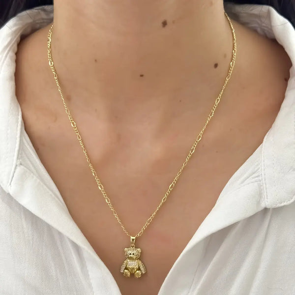 Cadena De Dama De Tejido Cartier Fina De 50cm-2mm De Grosor Con Dije De Oso