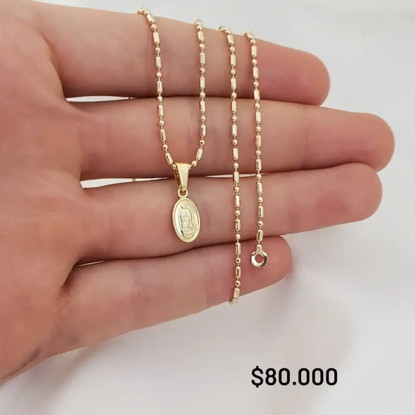 Cadena De Dama De Tejido Militar Con Barriles Con Dije De La Virgen De Guadalupe En Promoción