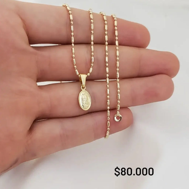 Cadena De Dama De Tejido Militar Con Barriles Con Dije De La Virgen De Guadalupe En Promoción