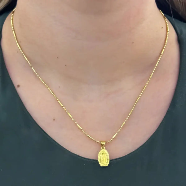 Cadena De Dama De Tejido Militar Con Destellos De 50cm-1mm De Grosor Con Dije De La Virgen De Guadalupe