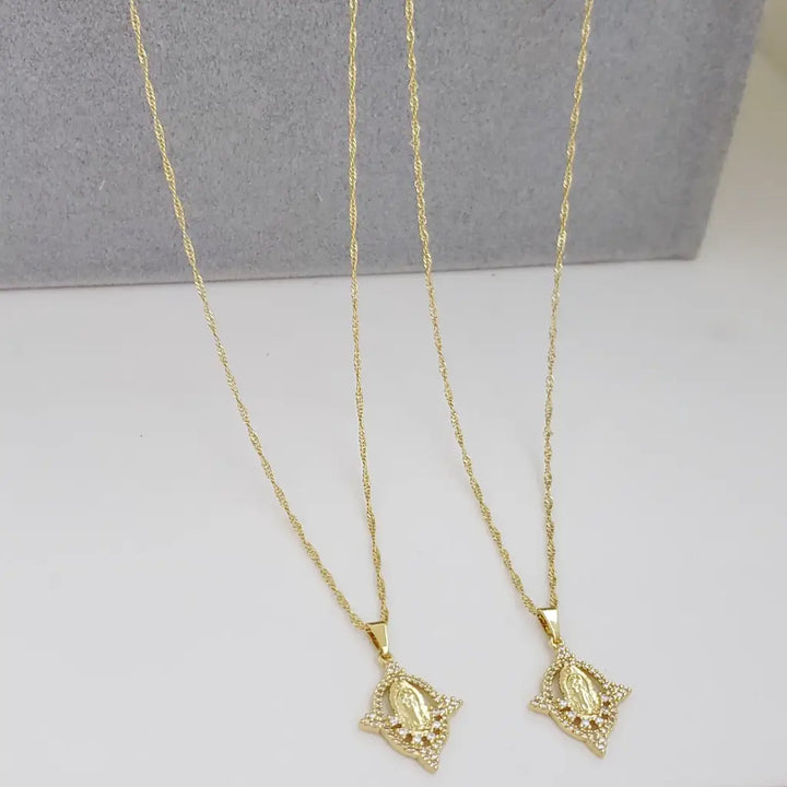 Cadenas Para Parejas De Tejido Singapur Con Dijes Cristal De La Virgen De Guadalupe + Envío Gratis