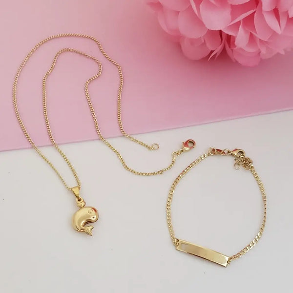 Conjunto Con Cadena Y Esclava De Tejido Cubana Para Niños