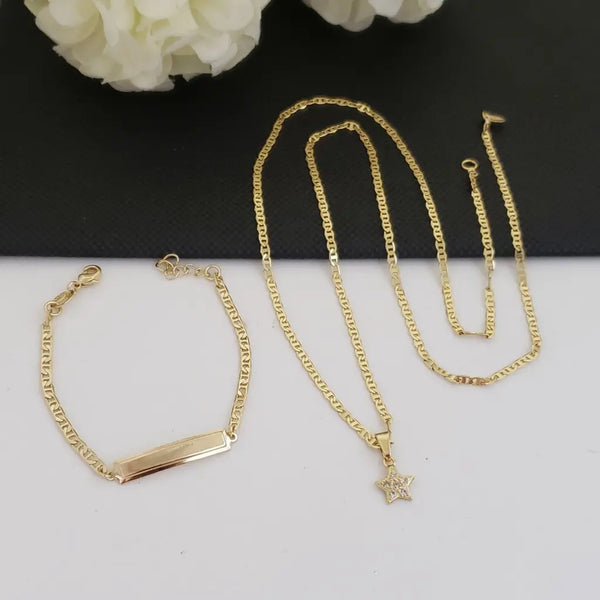 Conjunto Con Cadena Y Esclava De Tejido Escalera Para Niños
