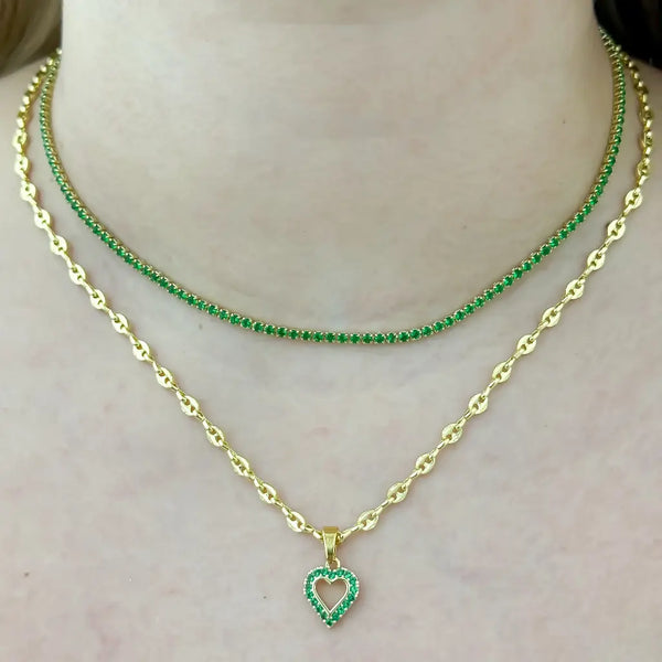 Conjunto De Dama Con Cadena De Tejido Tenis Verde Y Cadena Tejido Gucci Con Dije De Corazón + Envío Gratis