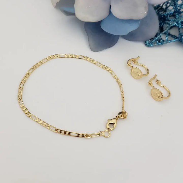 Conjunto De Dama Con Esclava De Tejido Cartier Y Candongas De La Virgen De Guadalupe