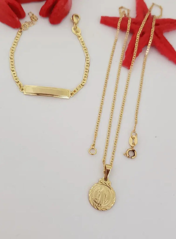 Conjunto De Niños Con Cadena Y Esclava Con Placa De Tejido Escalera