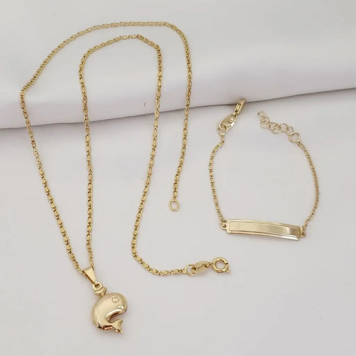 Conjunto Para Niños Con Cadena Y Esclava De Tejido Caracol